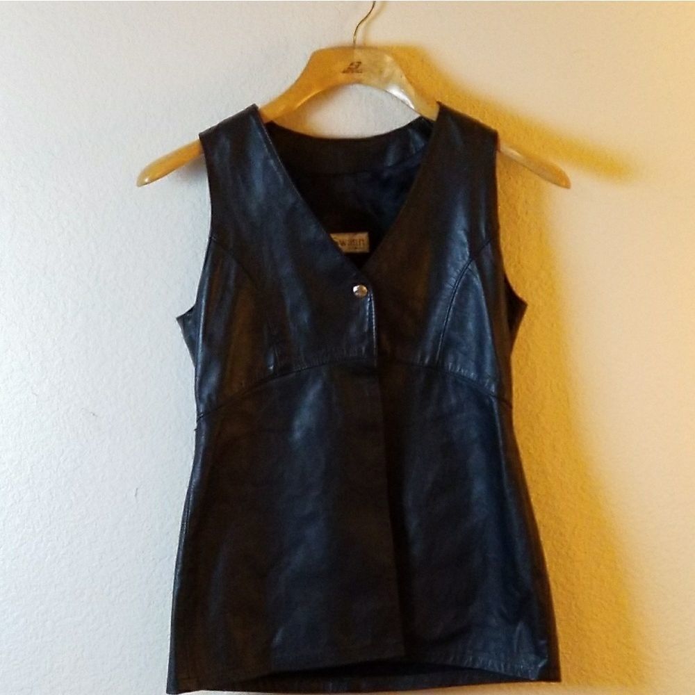 Vintage Black Leather Vest